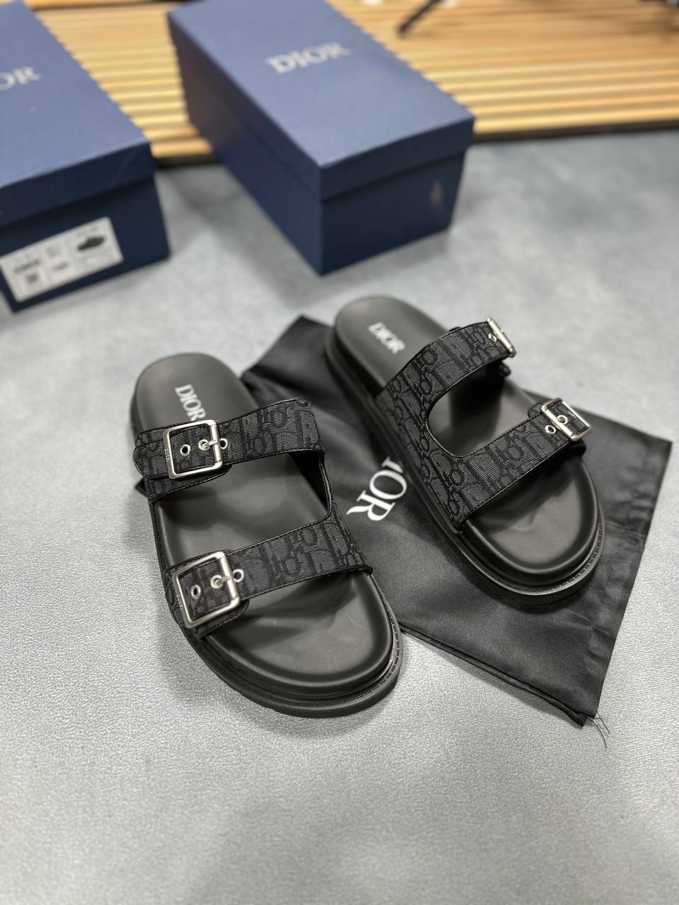 Dior Aqua Sliders Oblique Mens Leather Fashion Footwear Sandals in 2 Color Best Sale UK Reps