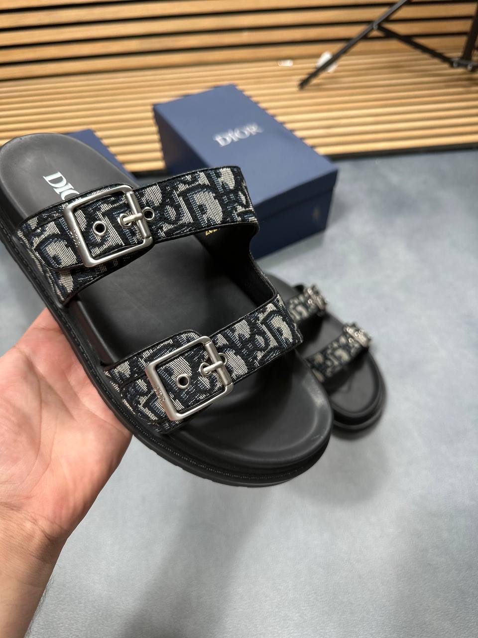 Dior Aqua Sliders Oblique Mens Leather Fashion Footwear Sandals in 2 Color Best Sale UK Reps