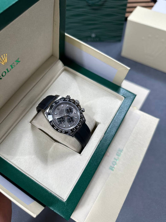 Rolex Daytona Silver Dial Black Rubber Strap Oysterflex Men's Watch AAA Quality UK Reps