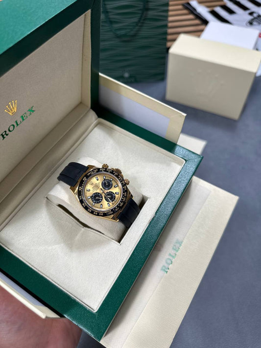 Rolex Daytona Golden Dial Black Rubber Strap Oysterflex Men's Watch AAA Quality UK Reps