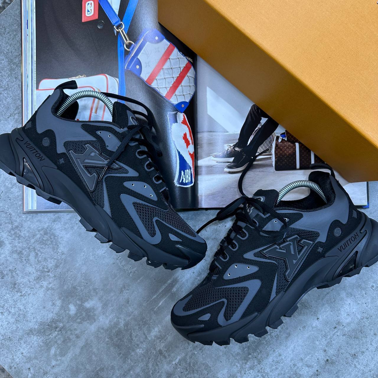 LOUIS VUITTON Runner Tactic Logo Canvas Mesh Mens LV Trainers Cool Grey Colors Best Sale UK Reps