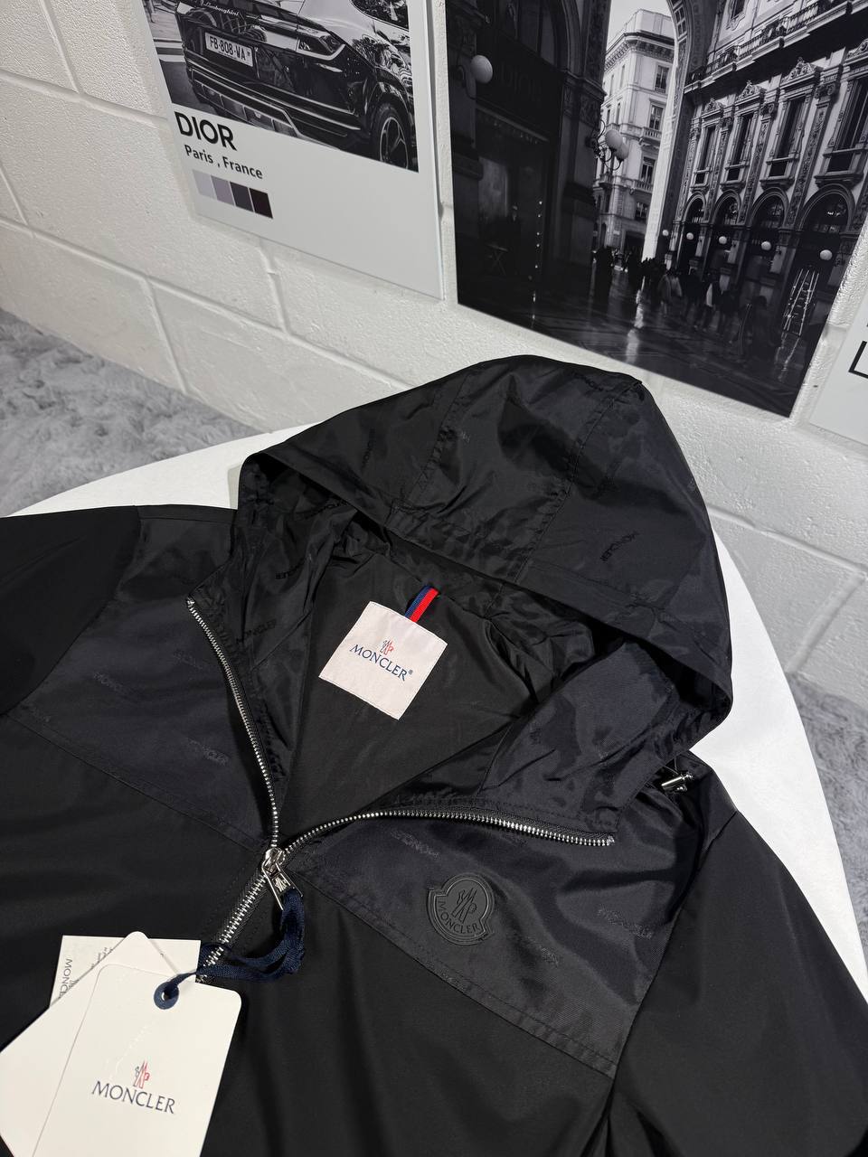 Moncler Kona Hooded Black Logo Jacket Mens in Black Color Best Sale UK Reps AAA Quality