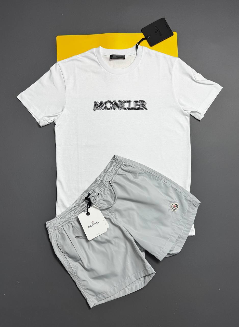 Moncler Logo Print Cotton Replica Mens Fake Boys T-Shirts & Shorts Sets Tee in Multiple Colors Sale UK Reps AAA Quality