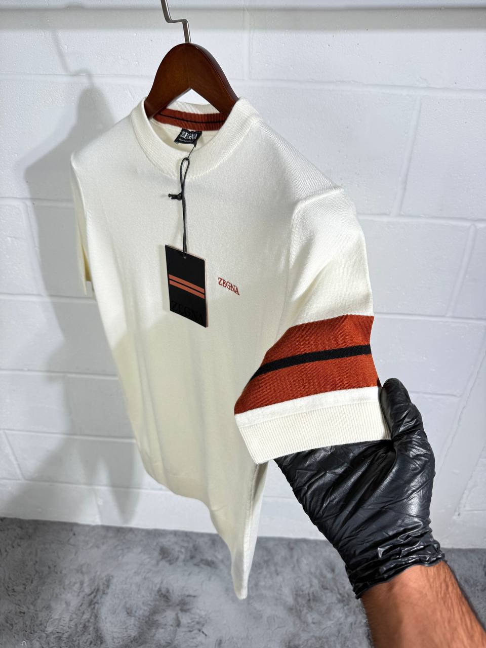 Zegna Logo Embroidered Round Neck Mens T-Shirts Fancy Fashion Short Sleeves UK Reps AAA Quality