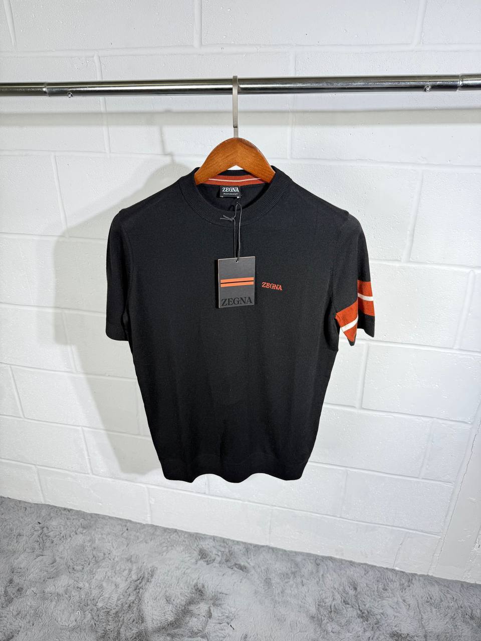 Zegna Logo Embroidered Round Neck Mens T-Shirts Fancy Fashion Short Sleeves UK Reps AAA Quality