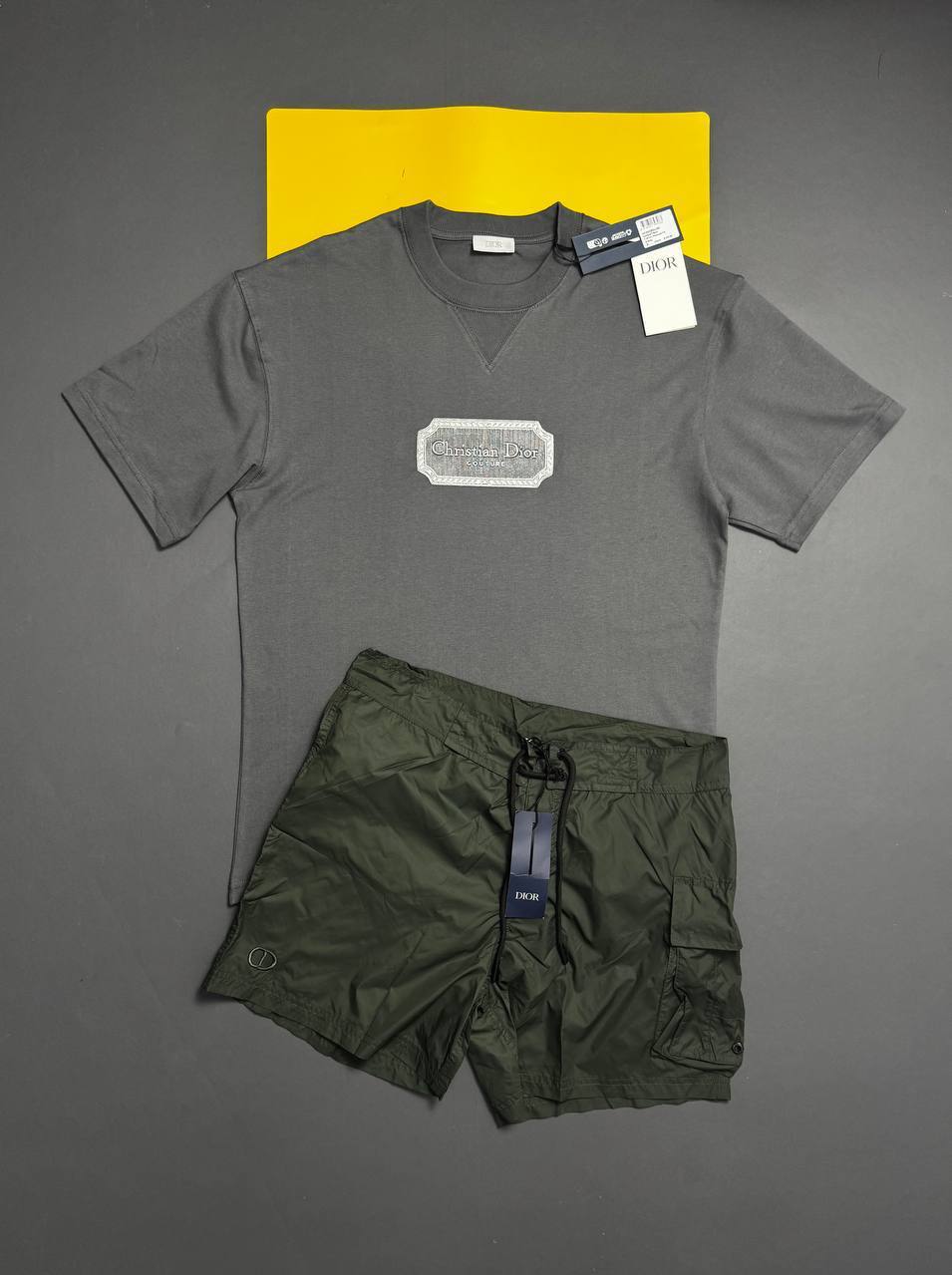 Christian Dior Relaxed-Fit Couture Cotton T-Shirts & Shorts Sets Mens Best Sale UK Reps AAA Quality