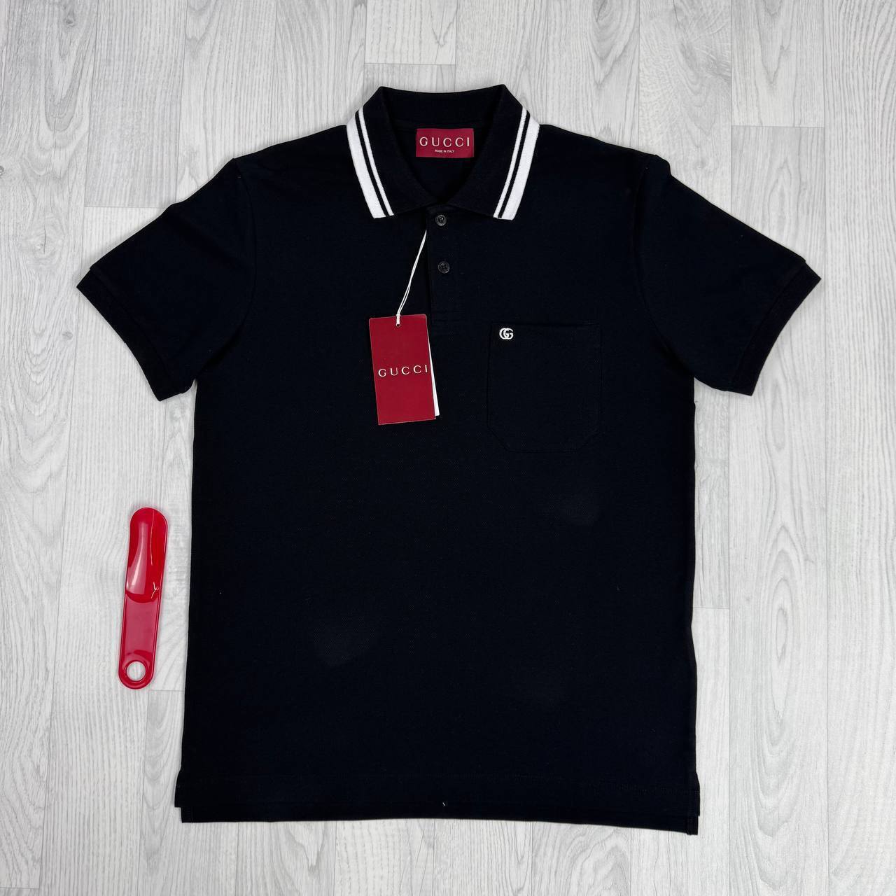 Gucci Men's Short Sleeve Cotton Polo Shirts Double G Cotton Logo Embroidered UK Reps AAA Quality