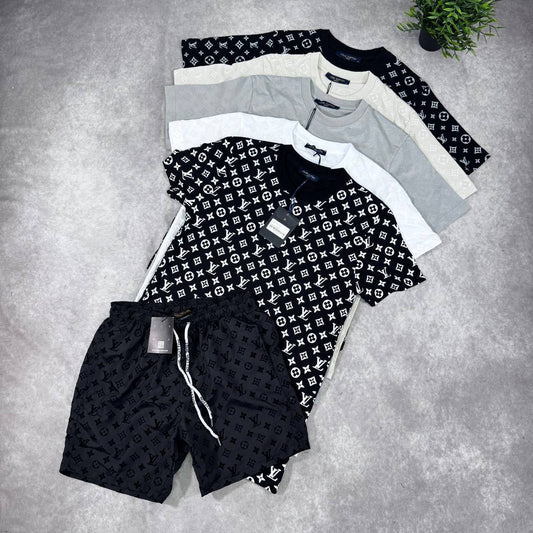 Louis Vuitton LV Monogram Jacquard Top Ready to Wear T-Shirts & Shorts Sets in Multiple Color Best Sale UK Reps