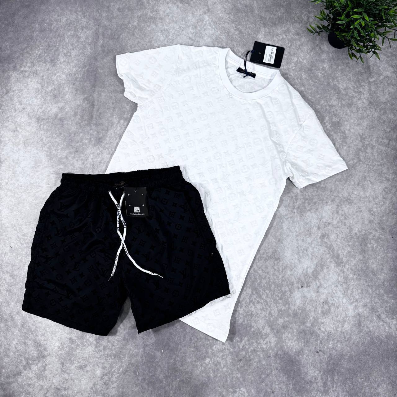 Louis Vuitton LV Monogram Jacquard Top Ready to Wear T-Shirts & Shorts Sets in Multiple Color Best Sale UK Reps