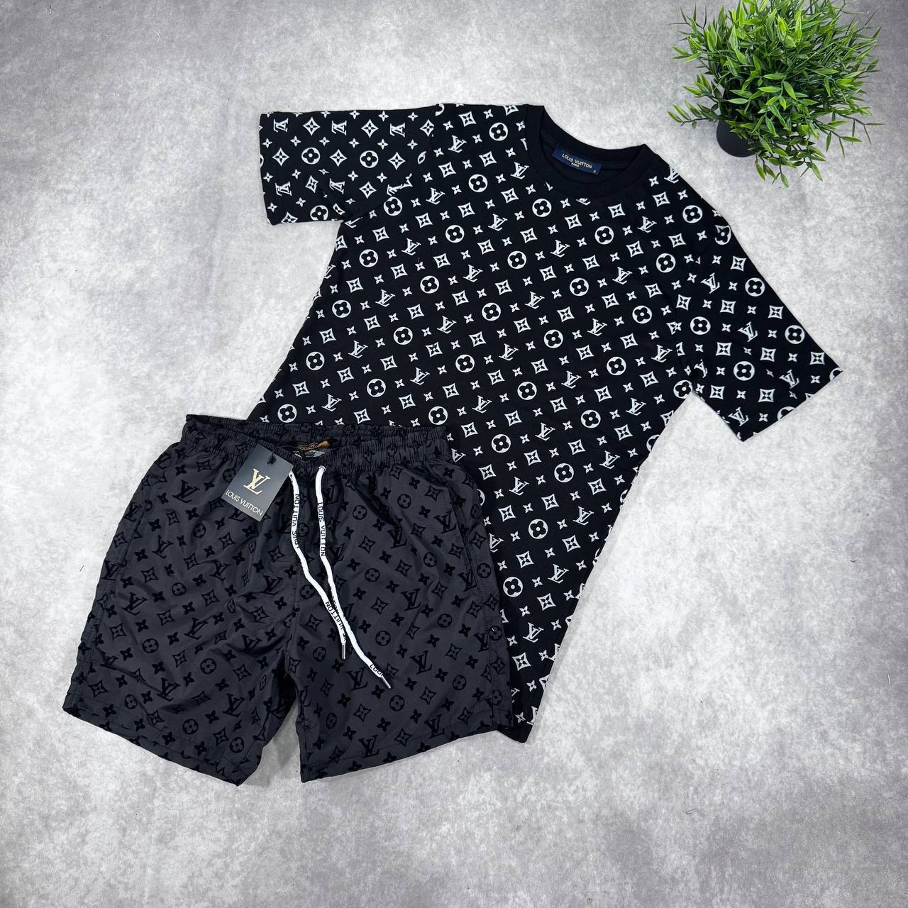 Louis Vuitton LV Monogram Jacquard Top Ready to Wear T-Shirts & Shorts Sets in Multiple Color Best Sale UK Reps