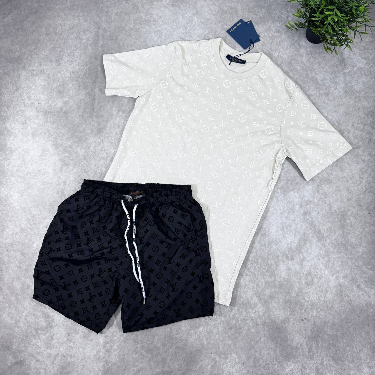 Louis Vuitton LV Monogram Jacquard Top Ready to Wear T-Shirts & Shorts Sets in Multiple Color Best Sale UK Reps