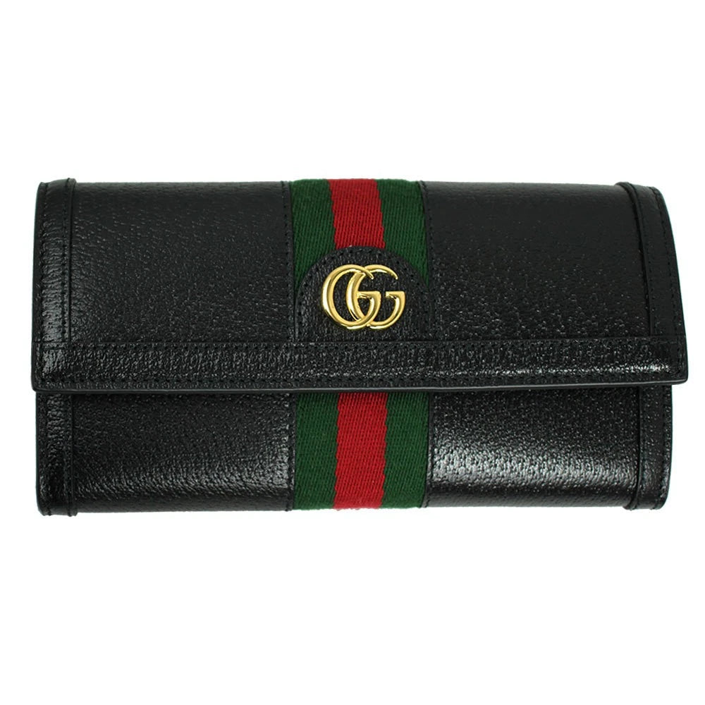 Gucci Wallet Women's Gucci Long REP Wallet Web Stripe Leather Black SALE UK