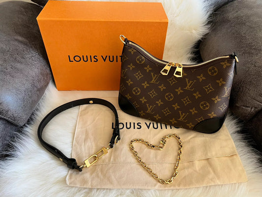 Louis Vuitton Boulogne Canvas Monogram Black  Leather Shoulder Bag For Women's Sale UK