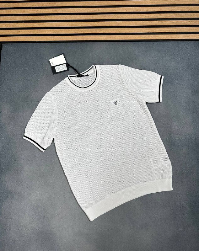 Prada Milano Triangle Logo Cotton Replica T Shirts for Men's Size KNITTED TEE  Sale UK
