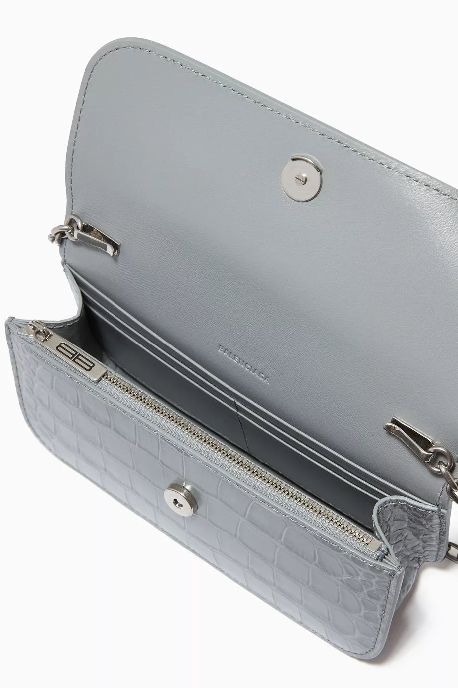 Balenciaga  Gossip Wallet on Chain in Croc-embossed Leather Grey Rep Bag Sale UK