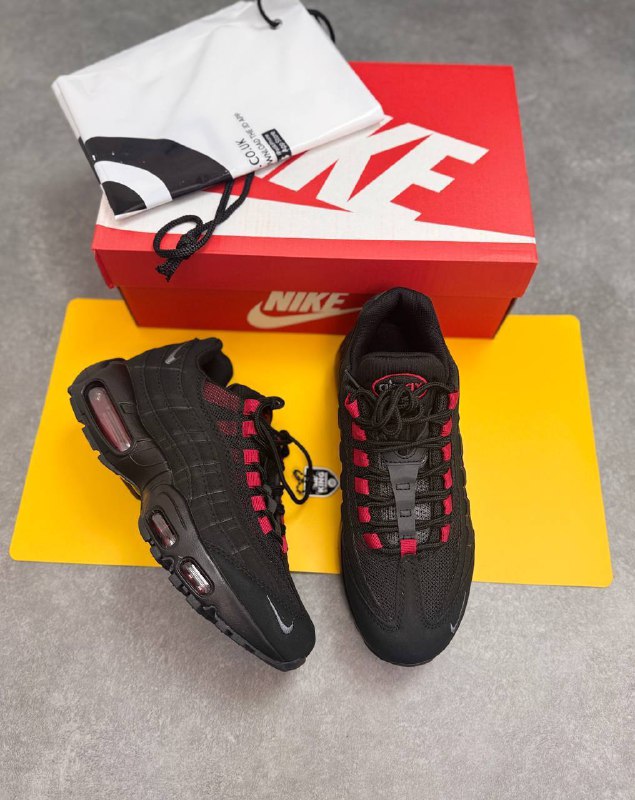 Nike Red/Black Air Max 95 Replica Trainers For MEN  Sale UK Men's Sneakers