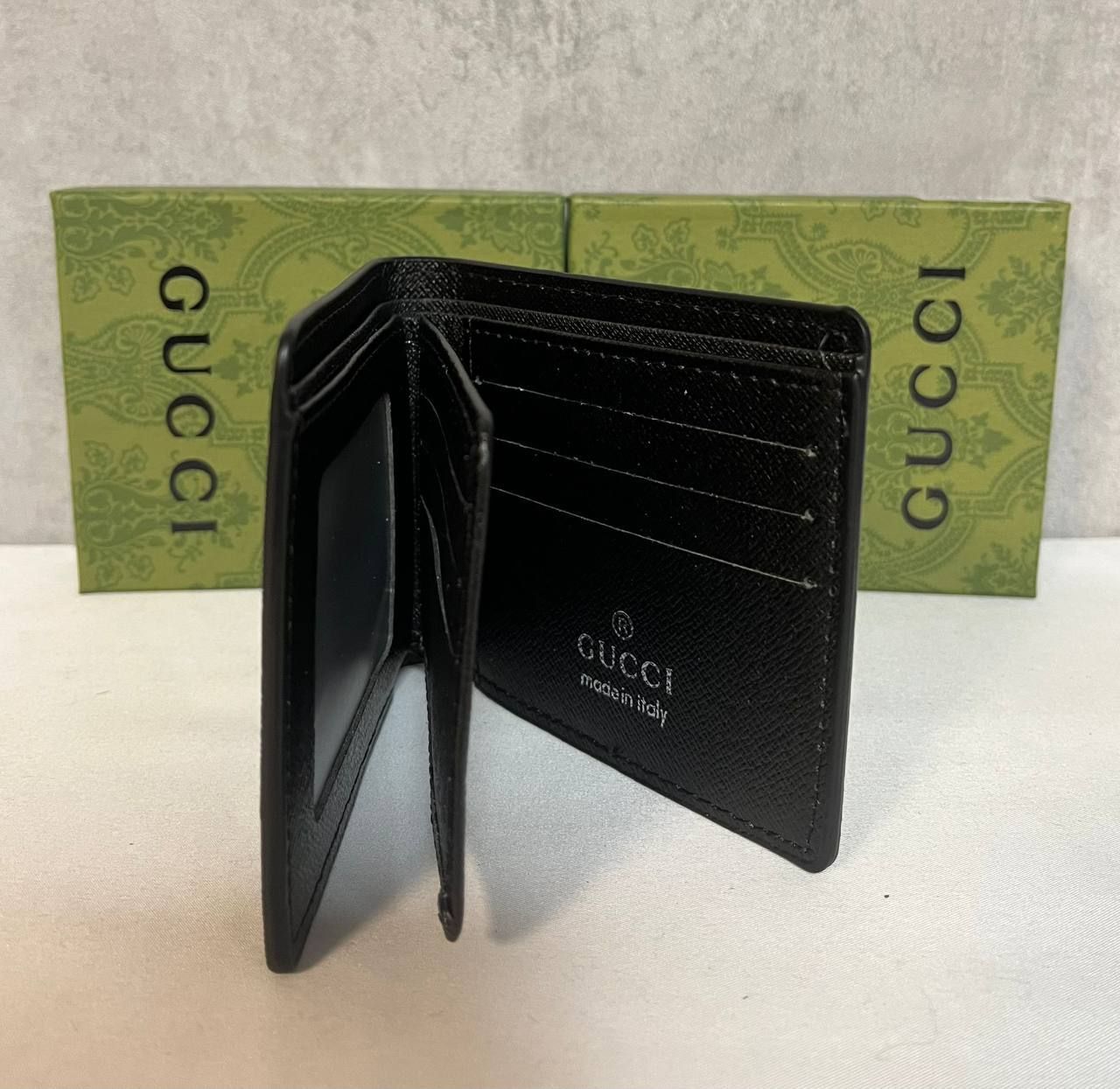 Gucci Bifold Stripe Black Leather Wallet For Men Sale UK