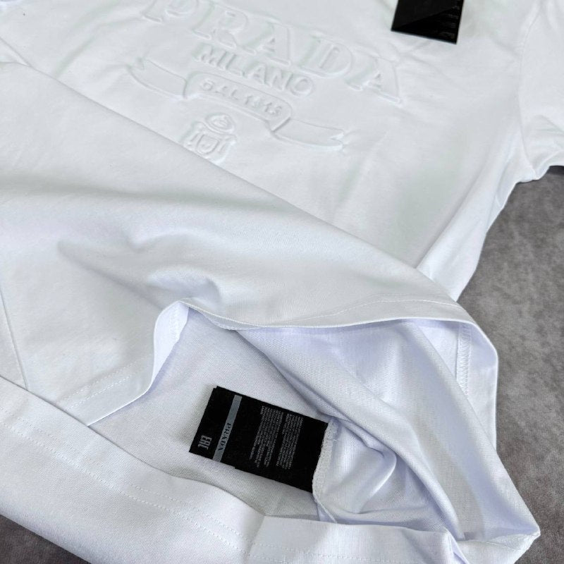 PRADA Raised Logo cotton Round-neck Replica T-shirt For MEN Sale UK