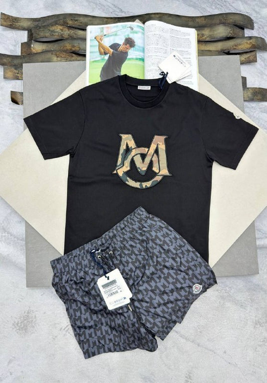 Moncler Men's Luxury Camouflage Logo T-Shirt and Shorts Set AAA Quality Reps UK