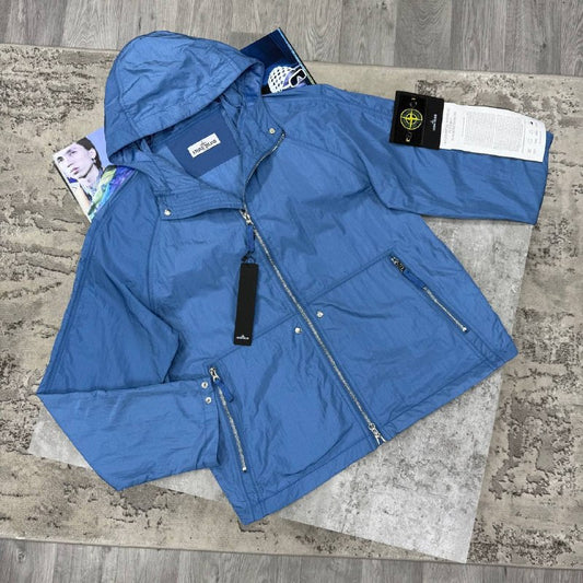 Stone Island Men's Luxury Crinkle Reps NY Hooded Windbreaker Jacket AAA Quality Reps UK