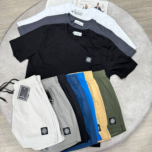 Stone Island Men's Compass Patch T-Shirts and Shorts Set AAA Quality Reps UK