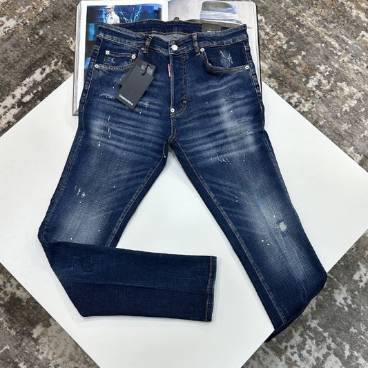 Dsquared2 Slim Fit Distressed Jeans with Paint Splatter Effect UK Reps AAA+ Quality