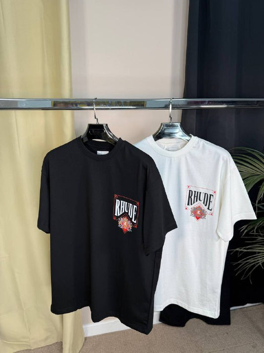 Rhude "Card" Graphic T-Shirts (Black & Vintage White) UK Reps AAA Quality