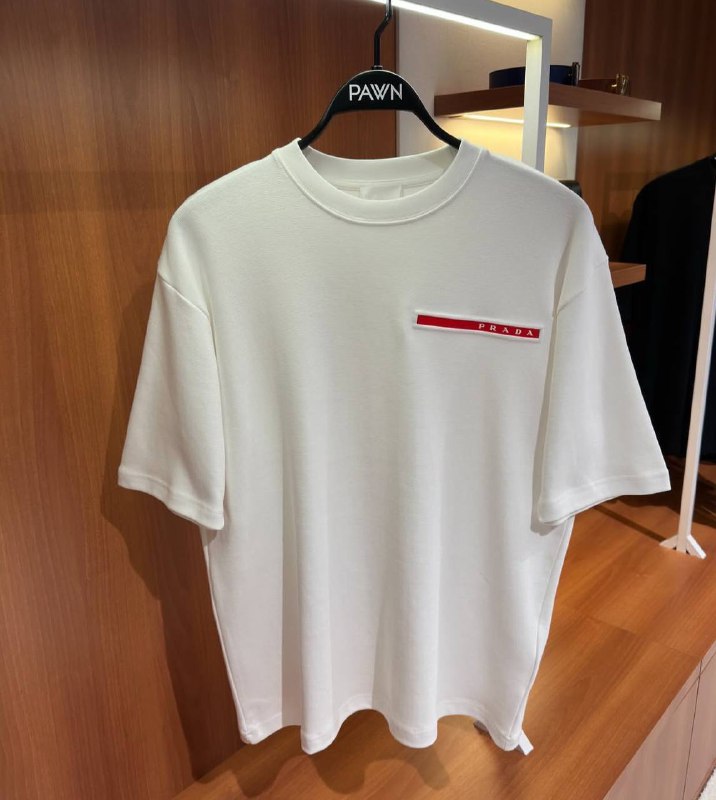 Prada Linea Rossa Men's White Piqué Cotton Red Logo Stripe T-Shirt AAA Quality Reps UK