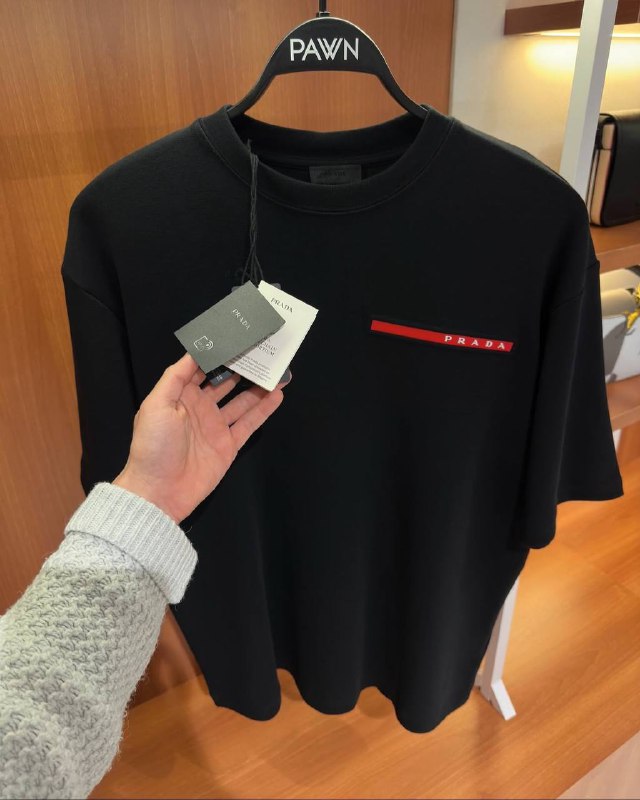 Prada Linea Rossa Men's White Piqué Cotton Red Logo Stripe T-Shirt AAA Quality Reps UK