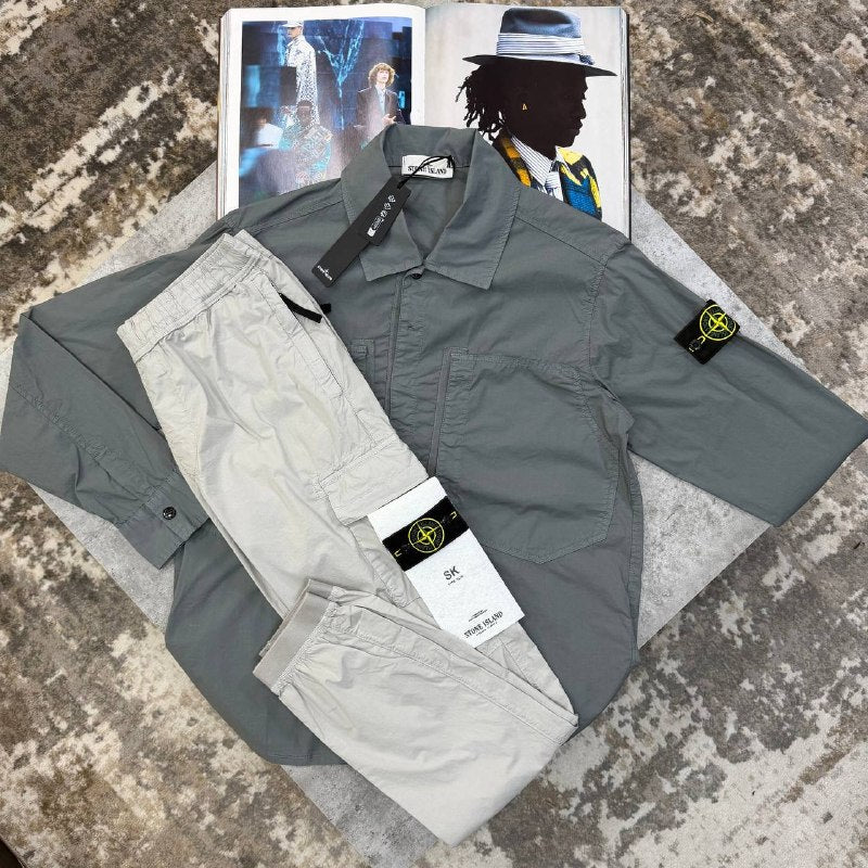 Stone Island Compass Patch Overshirt and Cargo Pants Set UK Reps AAA Quality