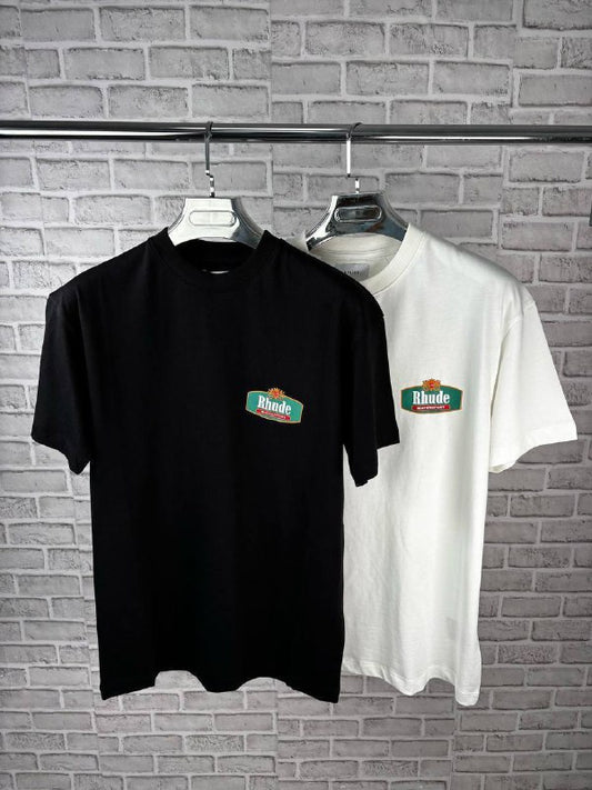 Rhude Racing Crest Logo-Print Cotton T-Shirt UK Reps AAA Quality