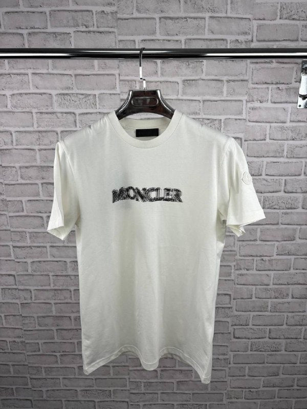 Moncler Blurred-Logo Cotton Jersey T-Shirt - Optical White AAA Quality Reps UK