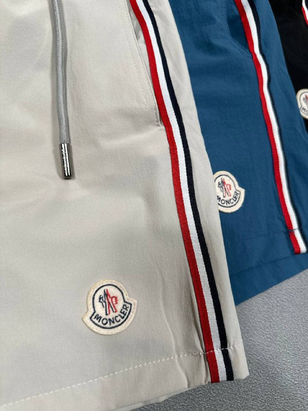 Moncler Men's Summer Essentials: Blurred-Logo Tee & Tricolor Swim Shorts Set AAA Quality Reps UK