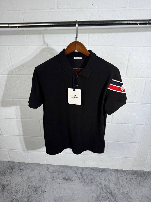 Moncler Men's Luxury Summer Lifestyle: Tricolor Sleeve Polo & Nylon Swim Shorts Set AAA Quality Reps UK