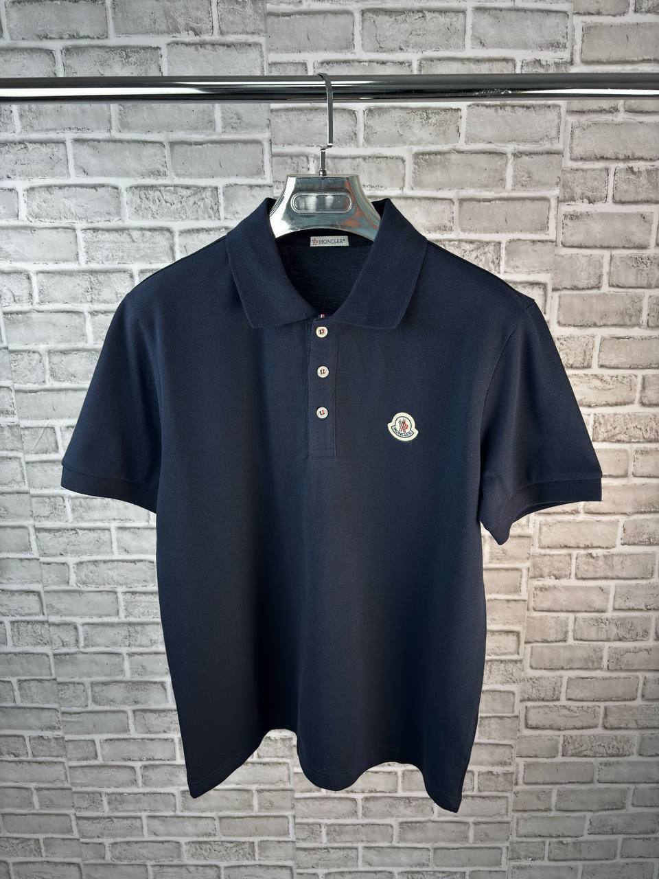 Moncler Logo-Patch Cotton Polo Shirt UK Reps AAA Quality