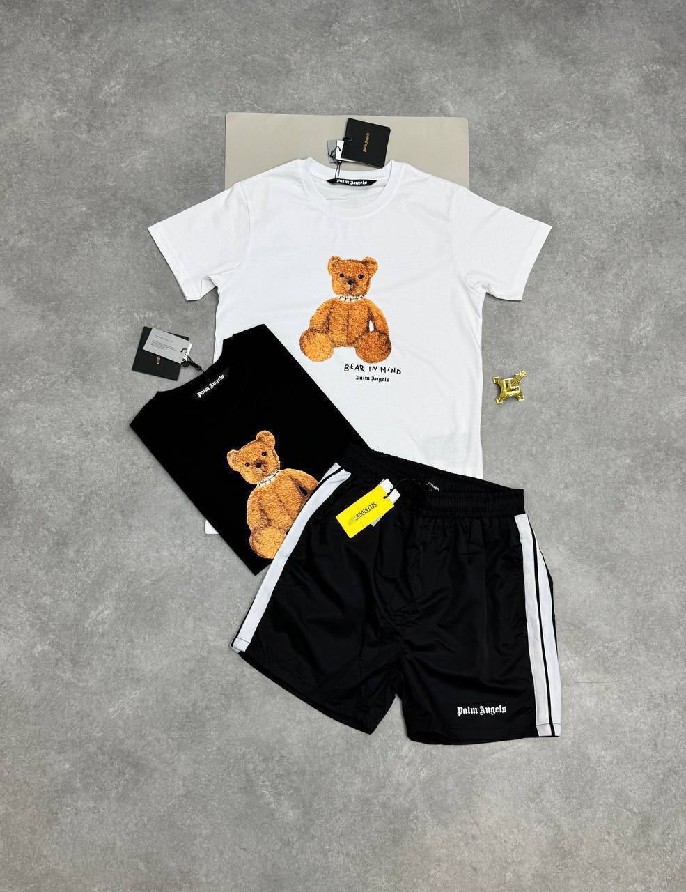 Palm Angels "Bear in Mind" T-Shirt & Track Swim Shorts Set AAA Quality Reps UK