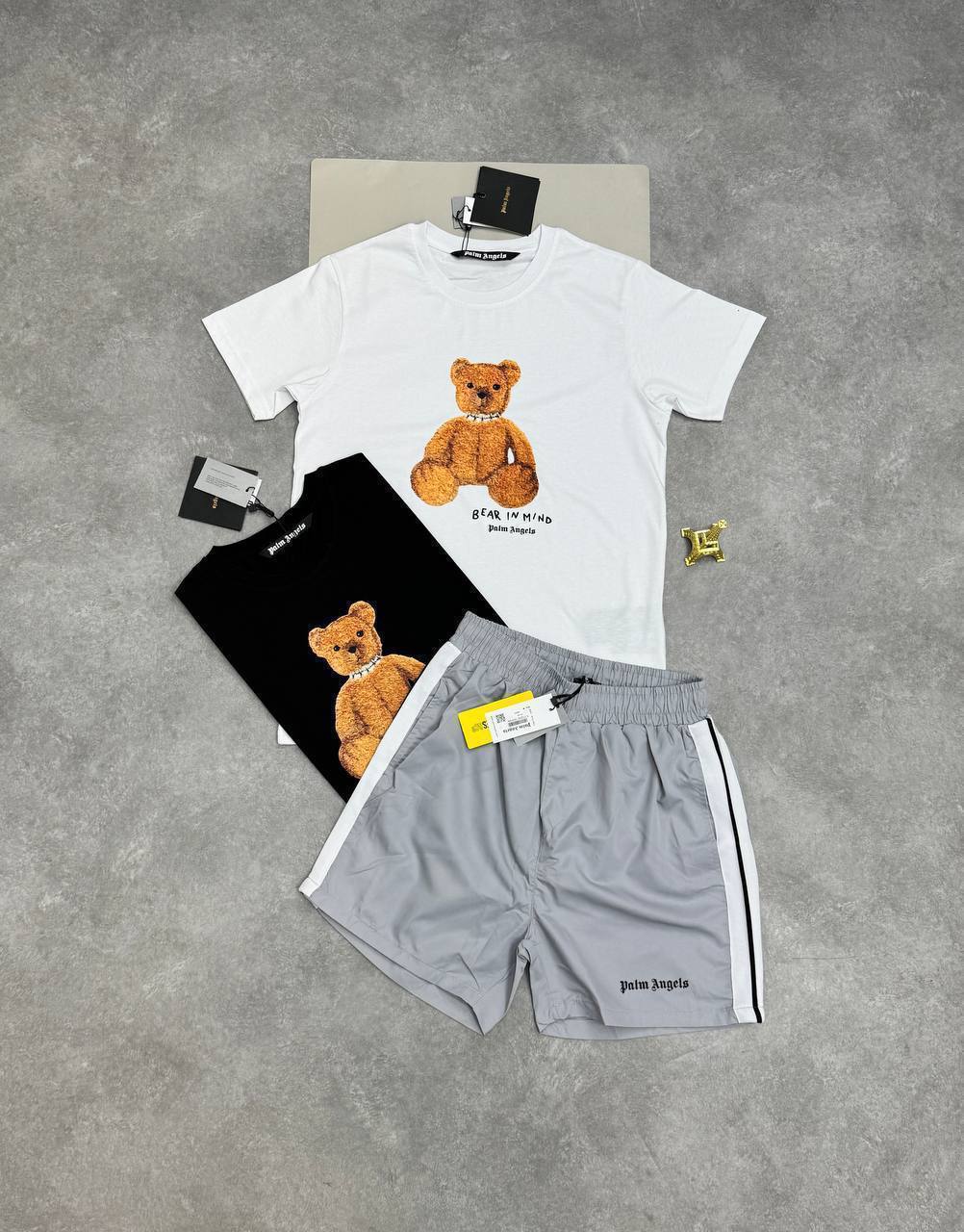 Palm Angels "Bear in Mind" T-Shirt & Track Swim Shorts Set AAA Quality Reps UK