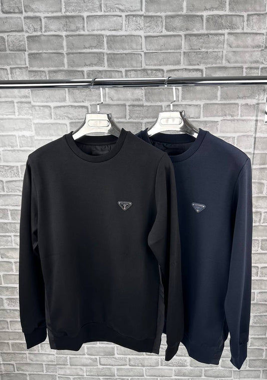 Prada Enamel Triangle Logo Technical Cotton Jumpers AAA Quality Reps UK