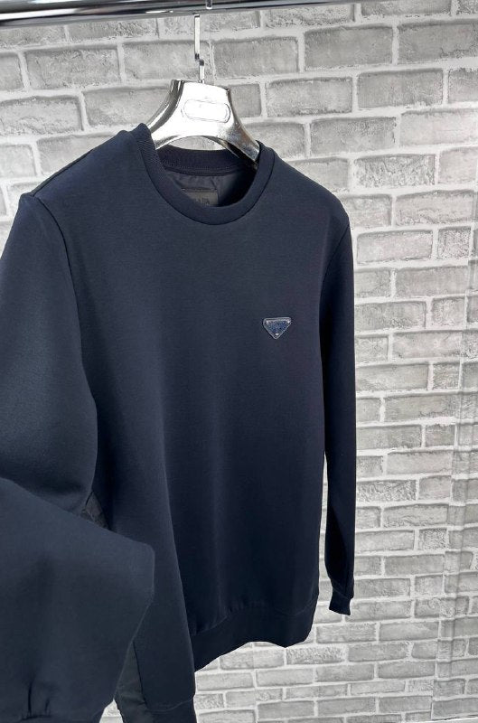 Prada Technical Cotton Sweatshirt with Enameled Metal Triangle Logo UK Reps AAA Quality
