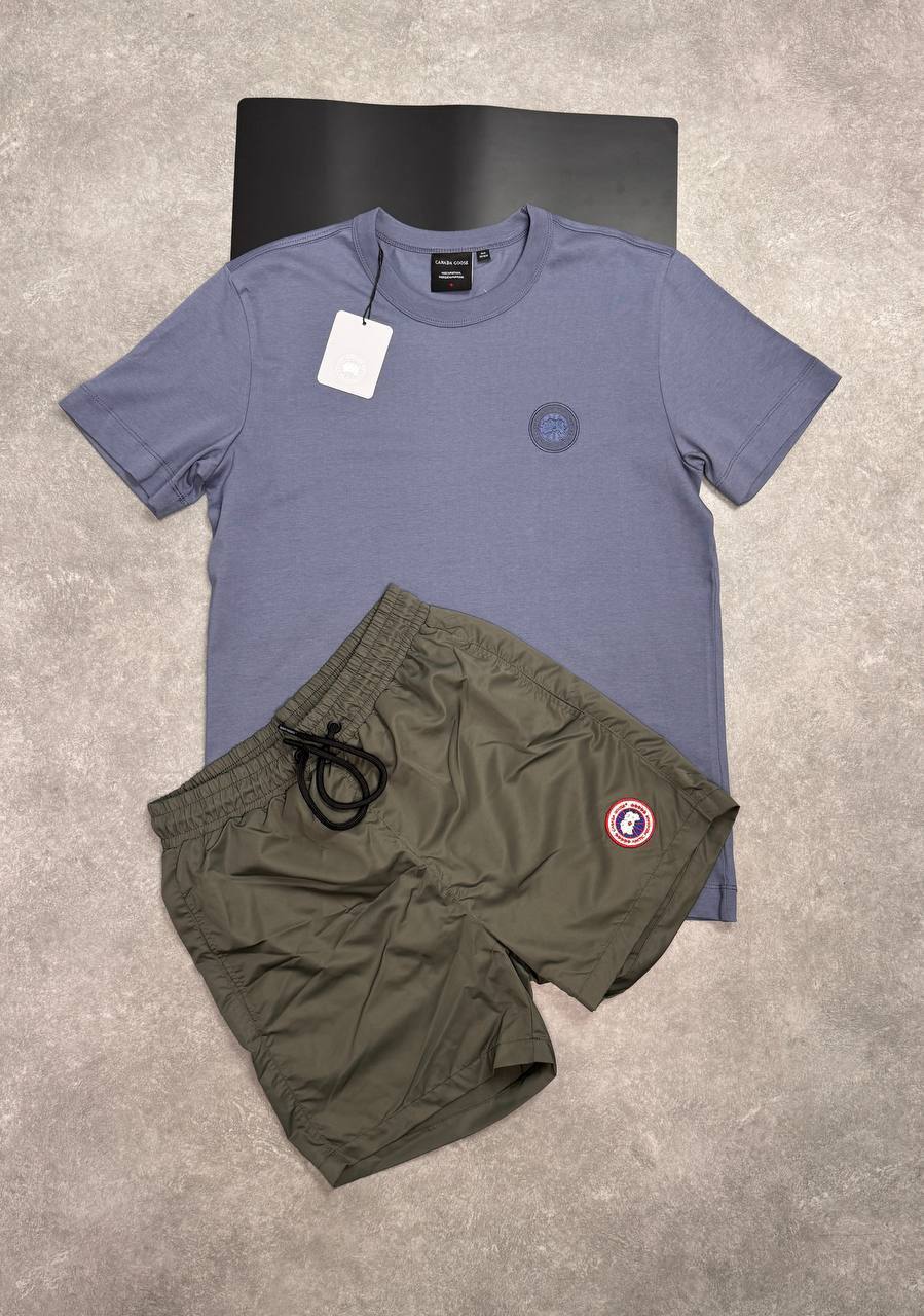 Canada Goose Black Label Tee and Arctic Disc Swim Shorts Set AAA Quality Reps UK