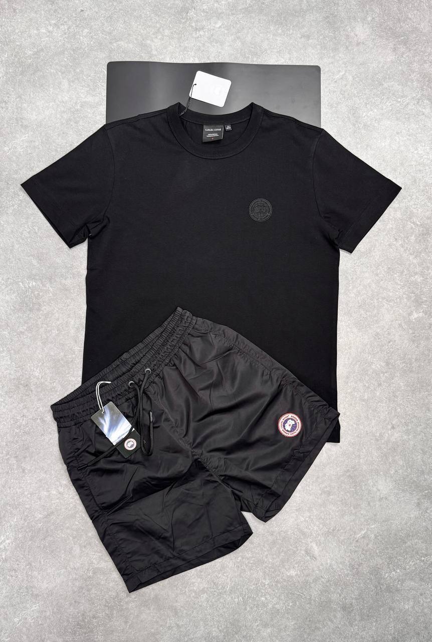Canada Goose Black Label Tee and Arctic Disc Swim Shorts Set AAA Quality Reps UK