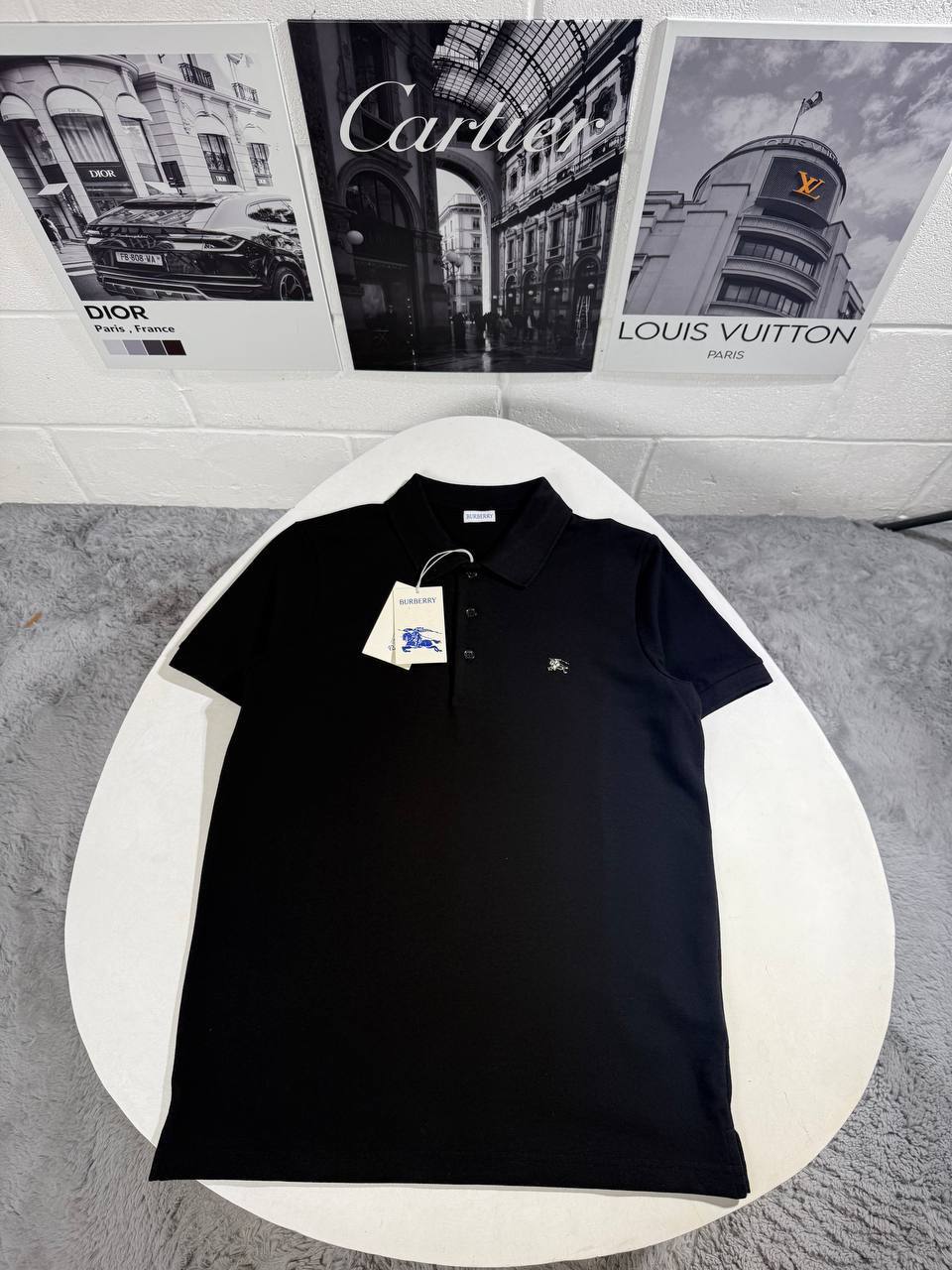 Burberry Black Navy Blue and White Polo Shirt AAA Quality UK Reps