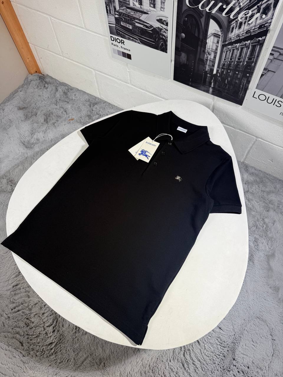 Burberry Black Navy Blue and White Polo Shirt AAA Quality UK Reps