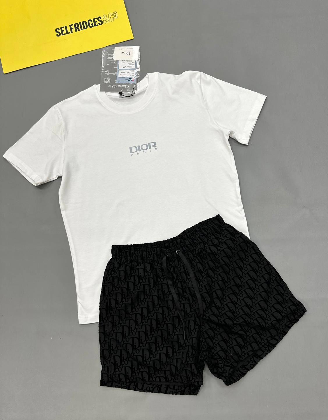 Dior Paris Embroidered T-Shirt and Monogram Shorts Set AAA Quality UK Reps