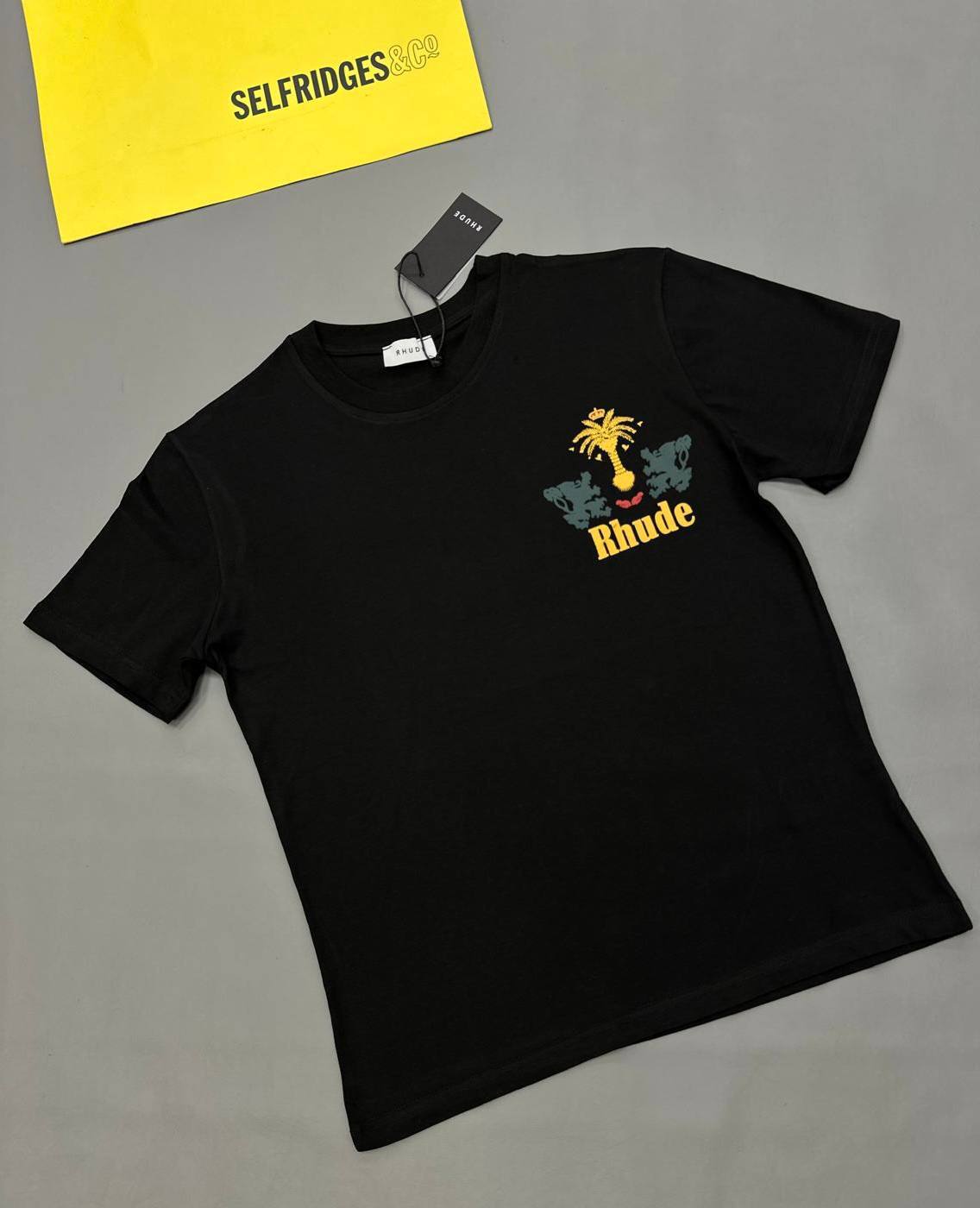 Rhude Tabaco T-Shirt in Vintage White & Black AAA Quality UK Reps