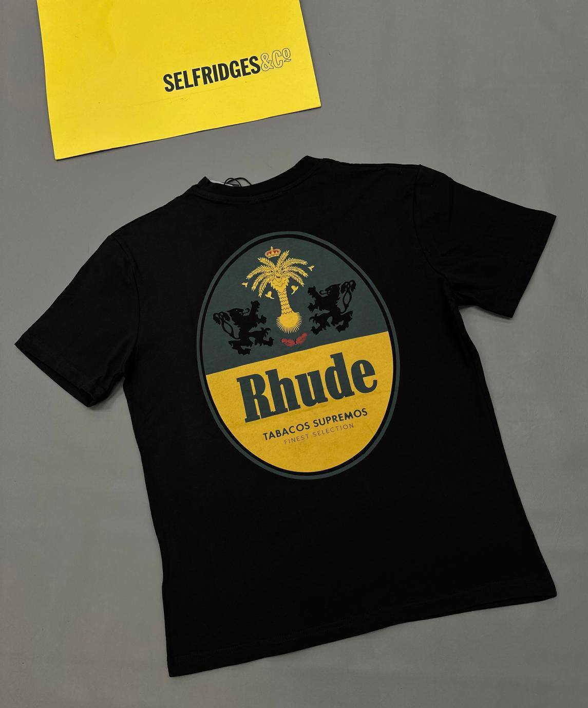Rhude Tabaco T-Shirt in Vintage White & Black AAA Quality UK Reps