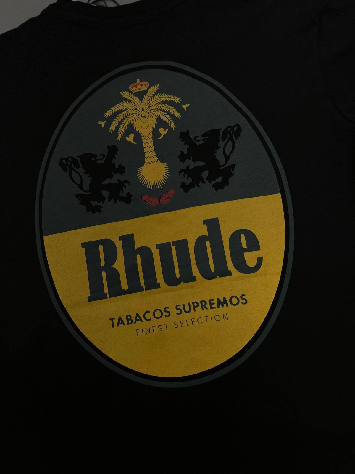 Rhude Tabaco T-Shirt in Vintage White & Black AAA Quality UK Reps