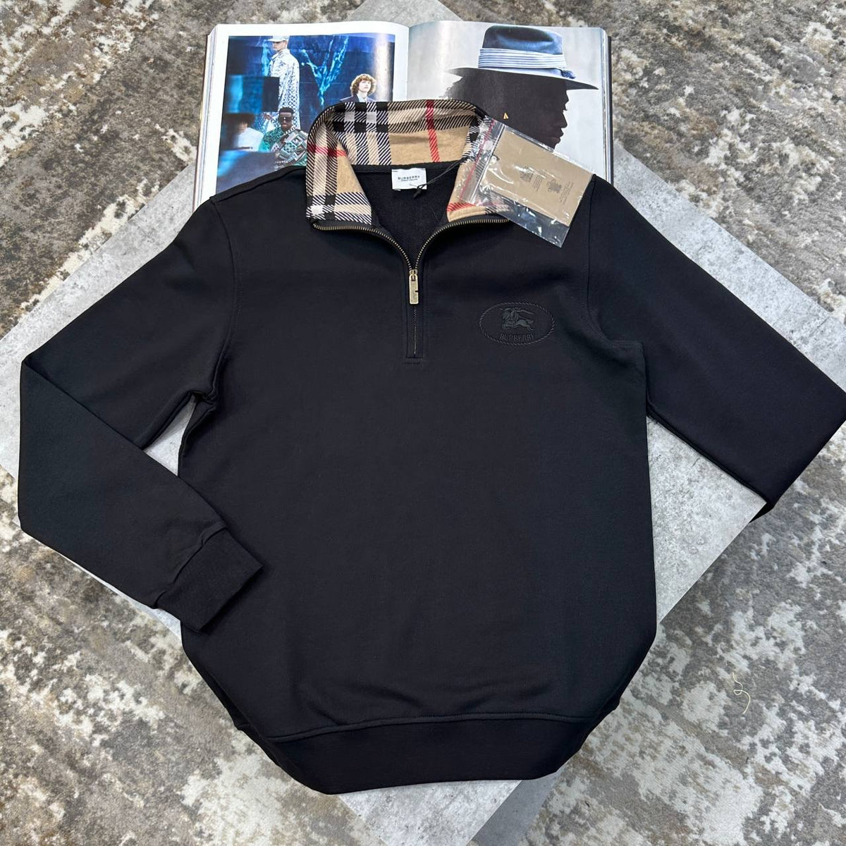Burberry Check-Collar Cotton Half-Zip Jumpers SuperClone Quality UK Reps