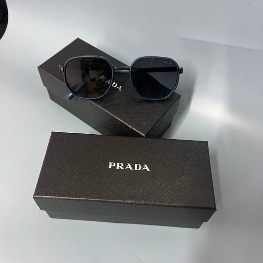 Prada Geometric Aviator Sunglasses Matte Blue & Black Metal Frame Eyewear AAA Quality Reps UK