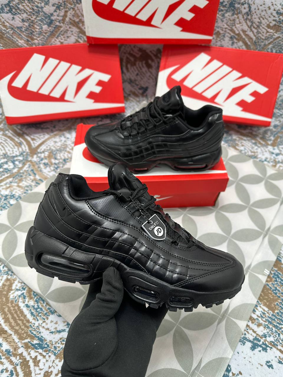 Nike Air Max 95 Big Bubble Leather "Triple Black" Trainers AAA Quality UK Reps
